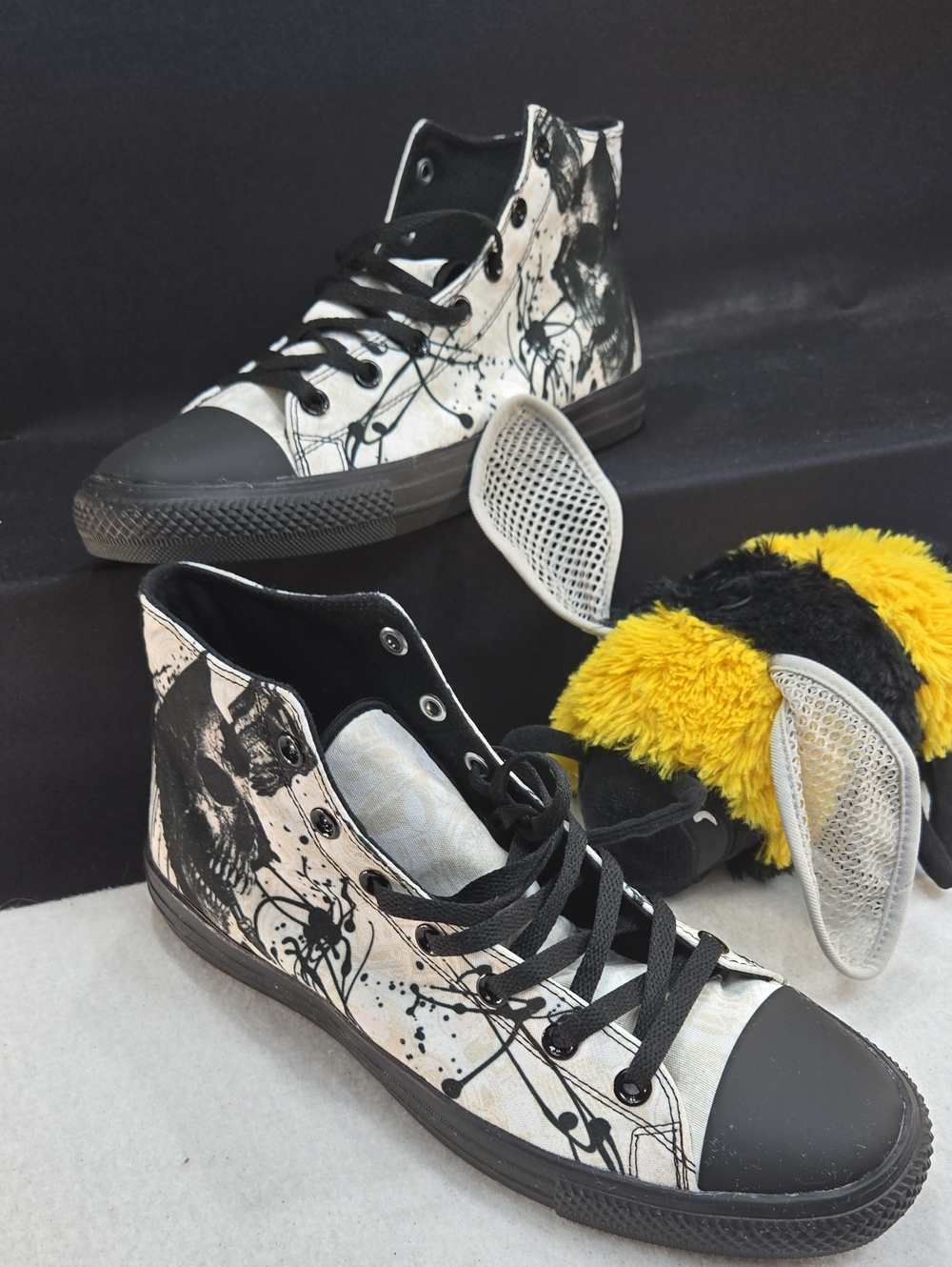 RAAD Shop "Black Splat" high-top Splatter & Skull Canvas Sneakers NWOT